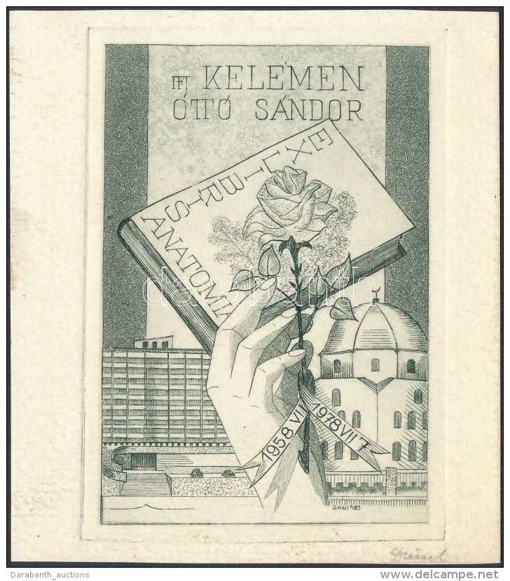 D&aacute;niel Viktor (1926-): Ex Libris Ott&oacute; S&aacute;ndor. R&eacute;zkarc, Pap&iacute;r, Jelzett,... - Other & Unclassified