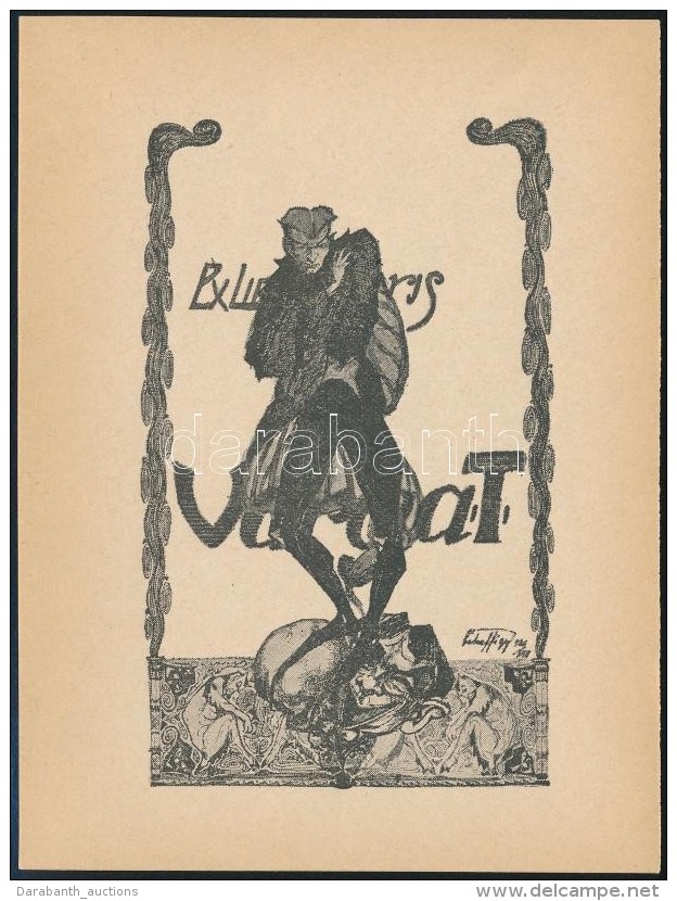 B&eacute;keffi Gy&ouml;rgy(?-?): Ex Libris Varga T. Klis&eacute;, Pap&iacute;r, Jelzett A Klis&eacute;n, 12x9,5 Cm - Otros & Sin Clasificación