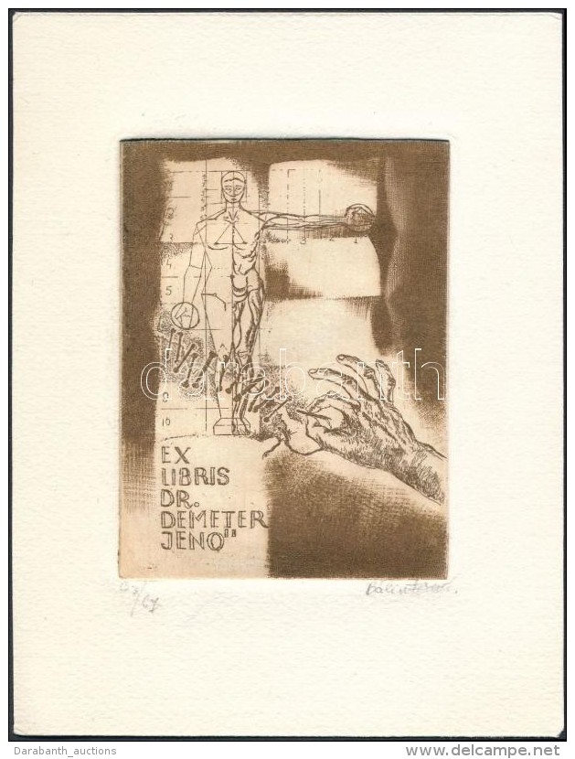 B&aacute;lint Ferenc (1960-): Ex Libris Dr. Demeter JenÅ‘, Anat&oacute;mia. R&eacute;zkarc-mezzotinta,... - Other & Unclassified