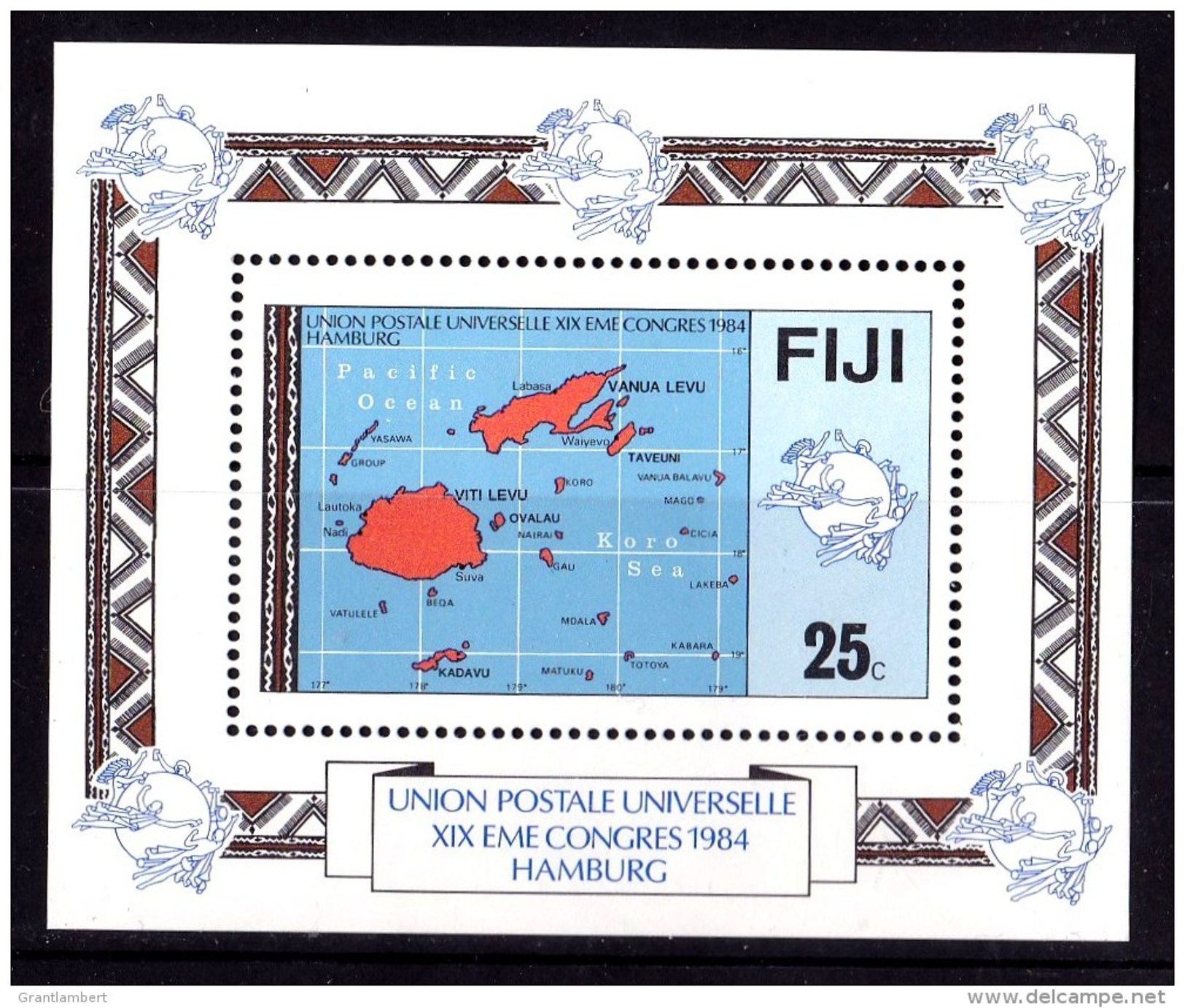 Fiji 1984 UPU Postal Congress Minisheet MNH - Fiji (1970-...)