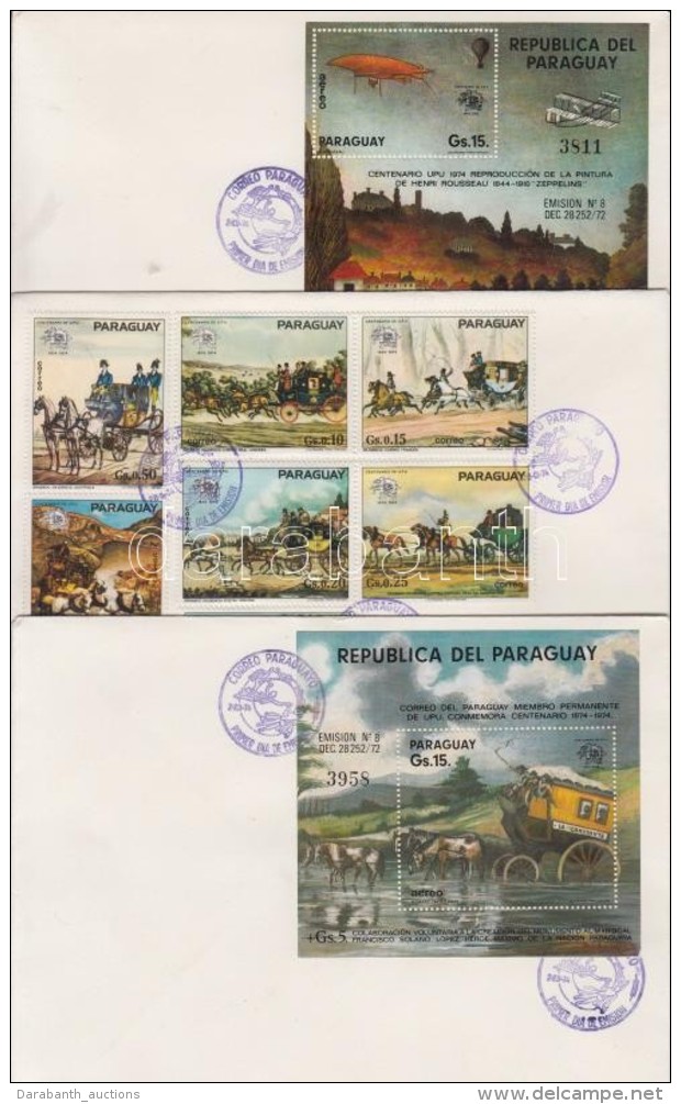 1974 100 &eacute;ves Az UPU Mi 2556-2562 + Blokk 228-229 3 FDC-n - Other & Unclassified