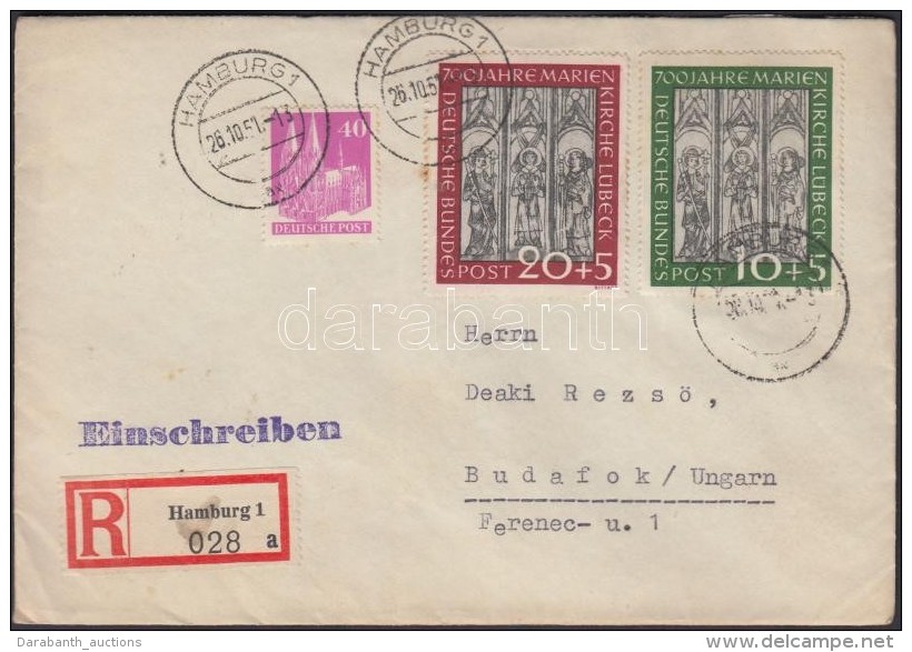 1951 Marienkirche Mi 139-140 D&iacute;jkieg&eacute;sz&iacute;t&eacute;ssel Aj&aacute;nlott Lev&eacute;len... - Other & Unclassified