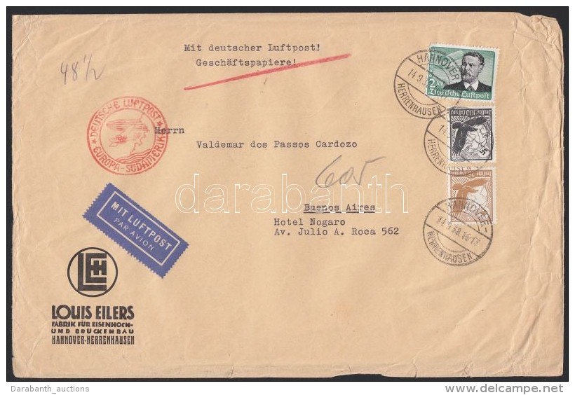 1938 L&eacute;gi Lev&eacute;l Argent&iacute;n&aacute;ba 3,25 RM B&eacute;rmentes&iacute;t&eacute;ssel / Airmail... - Altri & Non Classificati