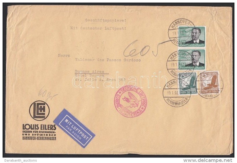 1938 L&eacute;gi Lev&eacute;l Argent&iacute;n&aacute;ba 4,75 RM B&eacute;rmentes&iacute;t&eacute;ssel / Airmail... - Other & Unclassified