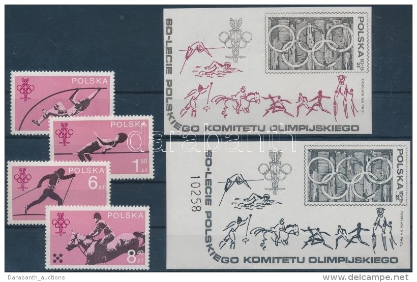 ** 1979 60 &eacute;ves A Lengyel Olimpiai Bizotts&aacute;g Sor Mi 2612-2615 + Sima &eacute;s Feketenyomat Blokk Mi... - Otros & Sin Clasificación