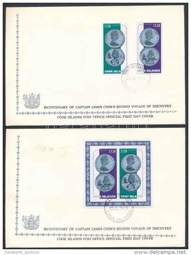 1974 James Cook Sor Mi 422-423 + Blokk Mi 37 2 FDC-n - Otros & Sin Clasificación