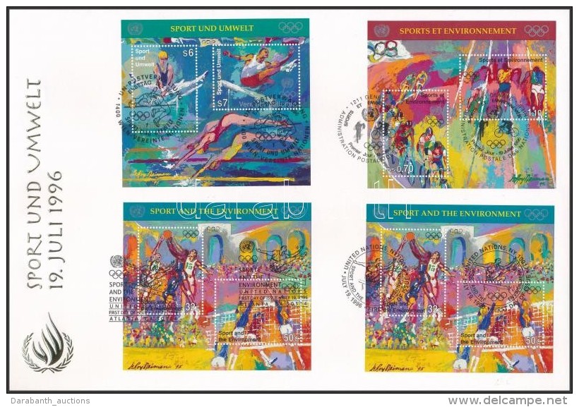 B&eacute;cs, Genf, New York 1996 Olimpiai J&aacute;t&eacute;kok 4 Klf Blokk Mi 7,8 13(2x) FDC-n - Other & Unclassified