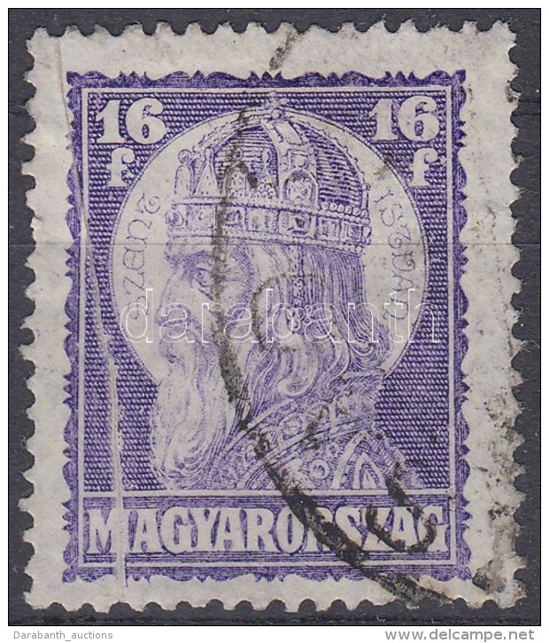 ** O 1929 Szent Istv&aacute;n 16f Pap&iacute;rr&aacute;ncos B&eacute;lyeg / Mi 456 With Paper Crease - Other & Unclassified