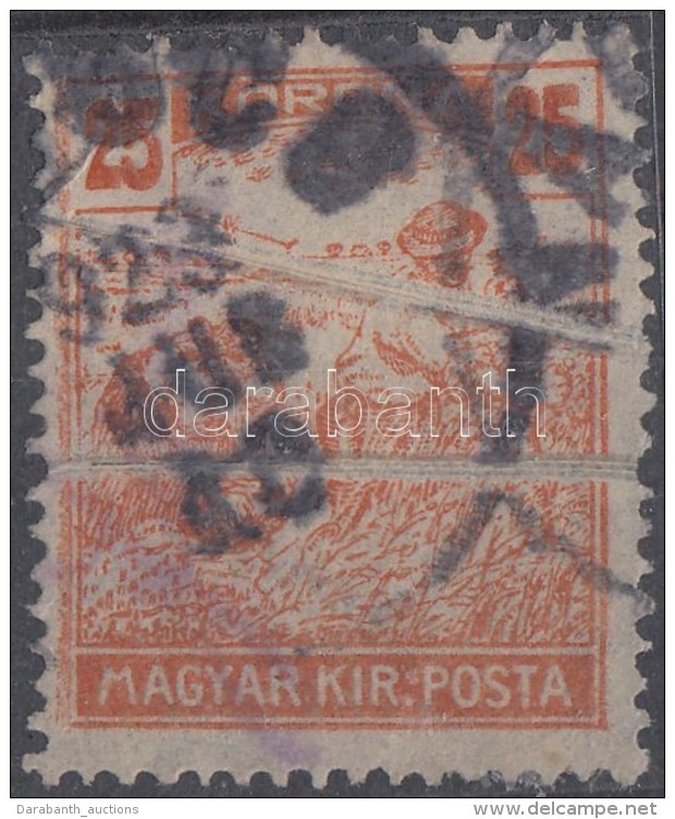 O 1920/1924 Arat&oacute; 25K KettÅ‘s Pap&iacute;rr&aacute;nccal / Mi 344 With Double Paper Creases - Otros & Sin Clasificación