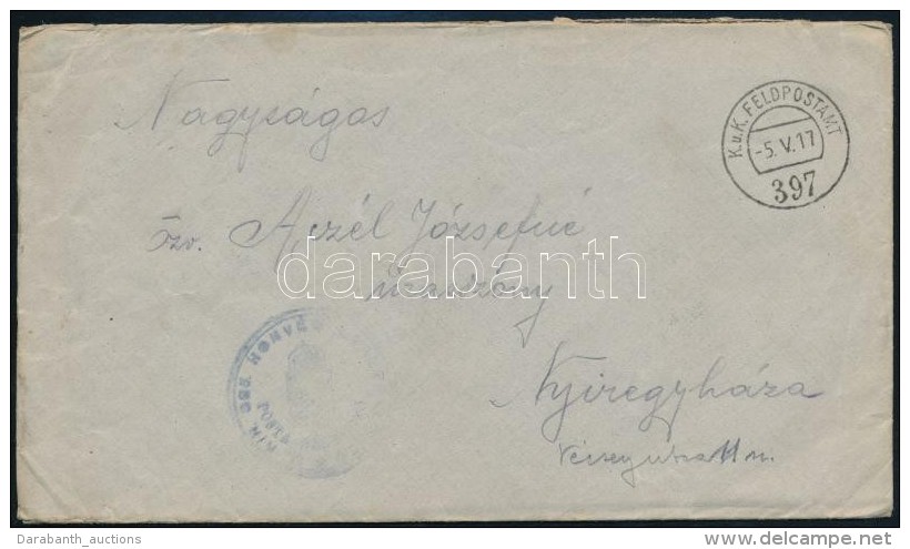 1917 T&aacute;bori Posta Lev&eacute;l 'M.kir. 305 Honv&eacute;d Gyalog ...' + 'FP 397' - Other & Unclassified