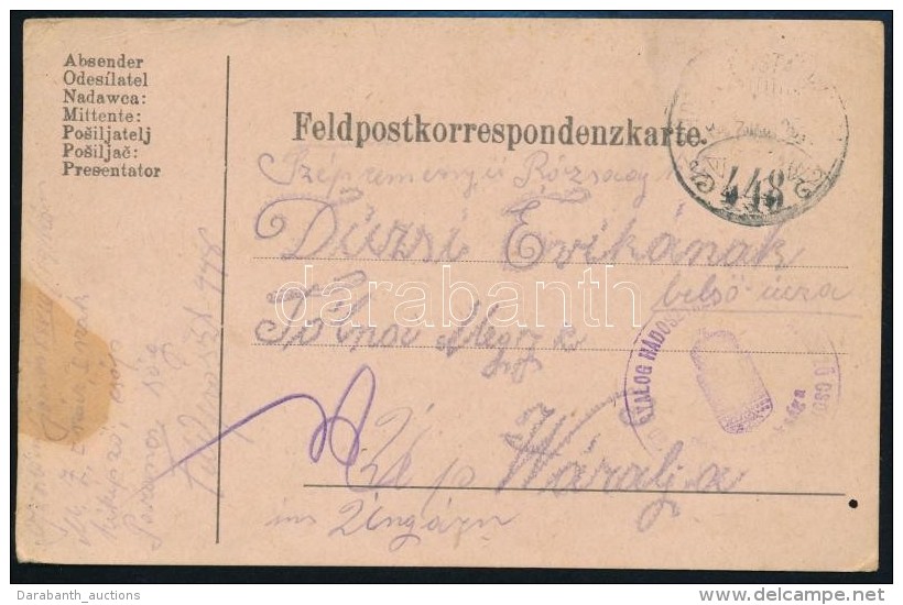 1917 T&aacute;bori Posta LevelezÅ‘lap '53. HONV&Eacute;D GYALOG HADOSZT&Aacute;LY ... KIK&Eacute;PZÅ CSOPORT' +... - Other & Unclassified