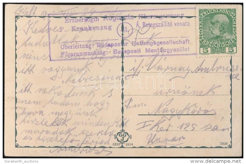 1915 Trieszti K&eacute;peslap 'Auguszta FÅ‘hercegasszony Betegsz&aacute;ll&iacute;t&oacute; Vonata' - Other & Unclassified