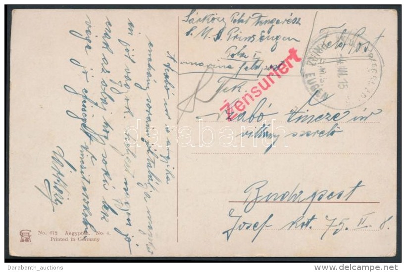 1915 K&eacute;peslap Haditenger&eacute;szeti Post&aacute;val 'S.M.S.' PRINZ EUGEN' - Other & Unclassified