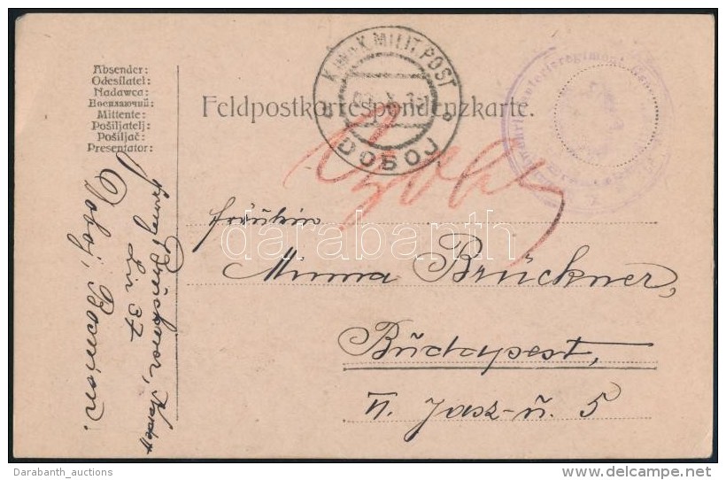 1915 T&aacute;bori Posta LevelezÅ‘lap 'K.Landwehrinfanterieregiment' + 'MP DOBOJ D' - Altri & Non Classificati