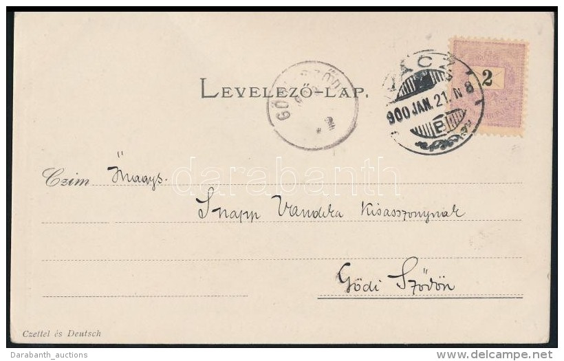 1900 2kr Lemezhib&aacute;val, 11 1/2 Fogaz&aacute;ssal LevelezÅ‘lapon - Otros & Sin Clasificación