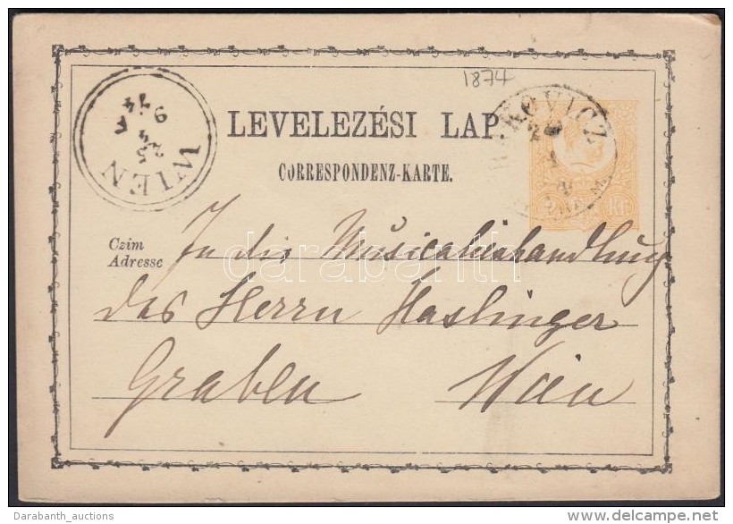 1874 D&iacute;jjegyes LevezÅ‘lap 'RAKOVICZ NYITRA M' - 'WIEN' - Otros & Sin Clasificación