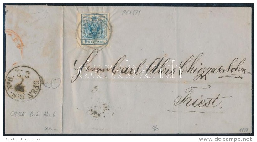 1858 9kr Lev&eacute;len ,,PESTH' - ,,OFEN B : S : No. 6' - Triest - Otros & Sin Clasificación