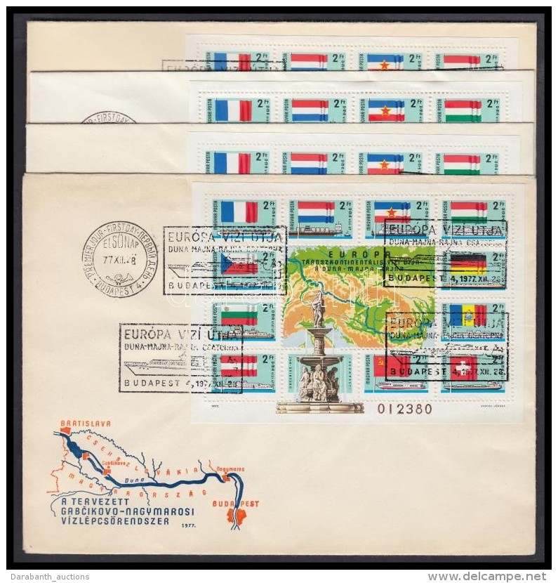 1977 4 Db Eur&oacute;pa Transzkontinent&aacute;lis V&iacute;zi &uacute;tja: A Duna-Majna-Rajna Blokk 4 FDC-n - Otros & Sin Clasificación