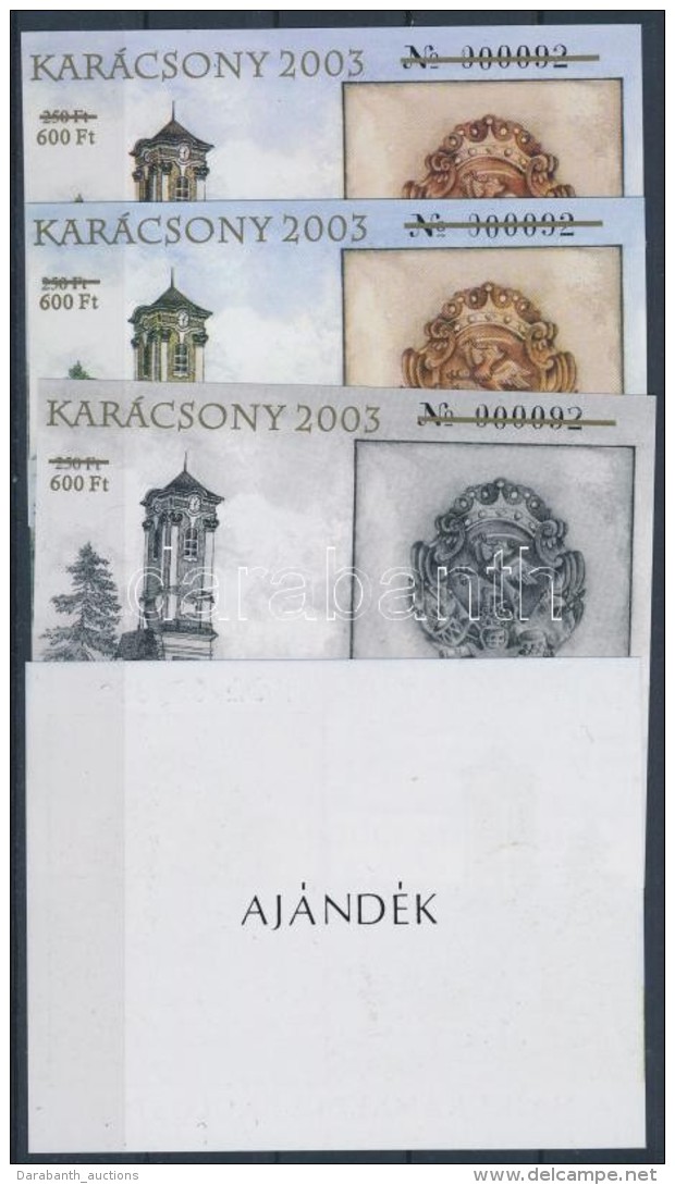 ** 2003/36b Kar&aacute;csony Aranysz&iacute;nnel Fel&uuml;lnyomott Eml&eacute;k&iacute;v Garnit&uacute;ra Azonos... - Autres & Non Classés