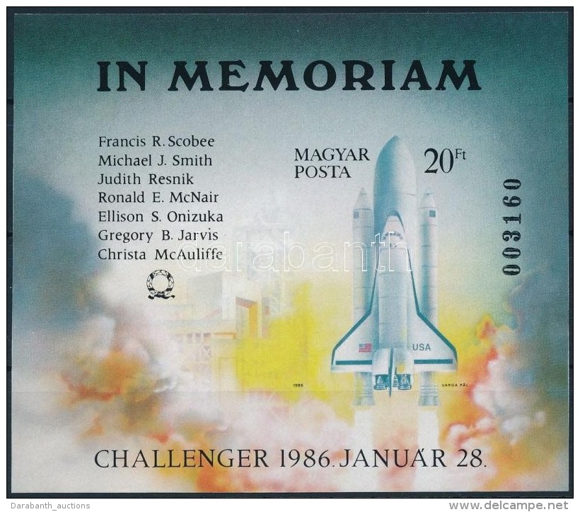 ** 1986 In Memoriam Challenger V&aacute;gott Blokk (4.500) - Other & Unclassified