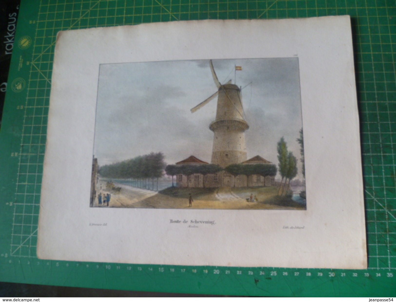 Route De Schevening. Lithographie De 1828. Colorée. Madou. Moulin - Prints & Engravings