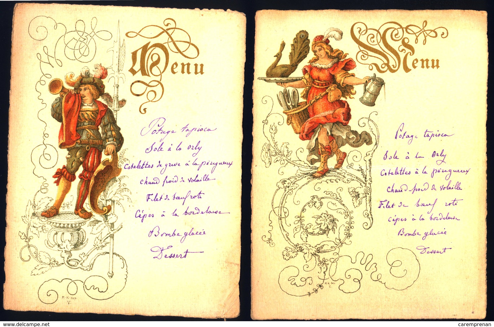Menus Illustrés Gravés Et Manuscrits, S.d. - Menus