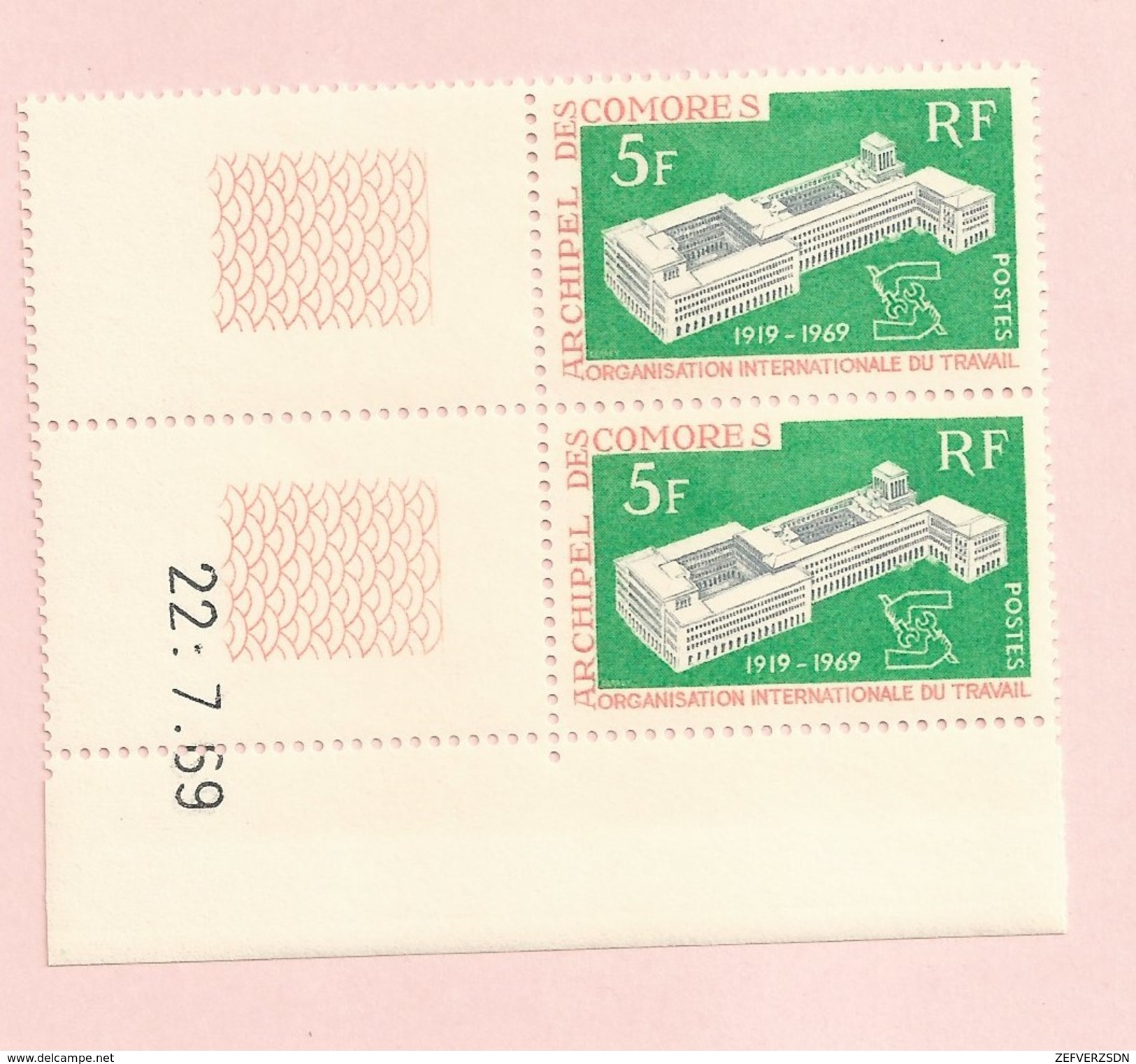 ORGANISATION INTERNATIONALE DU TRAVAIL BLOC COINS COIN DATES DATE COMORES - Unused Stamps