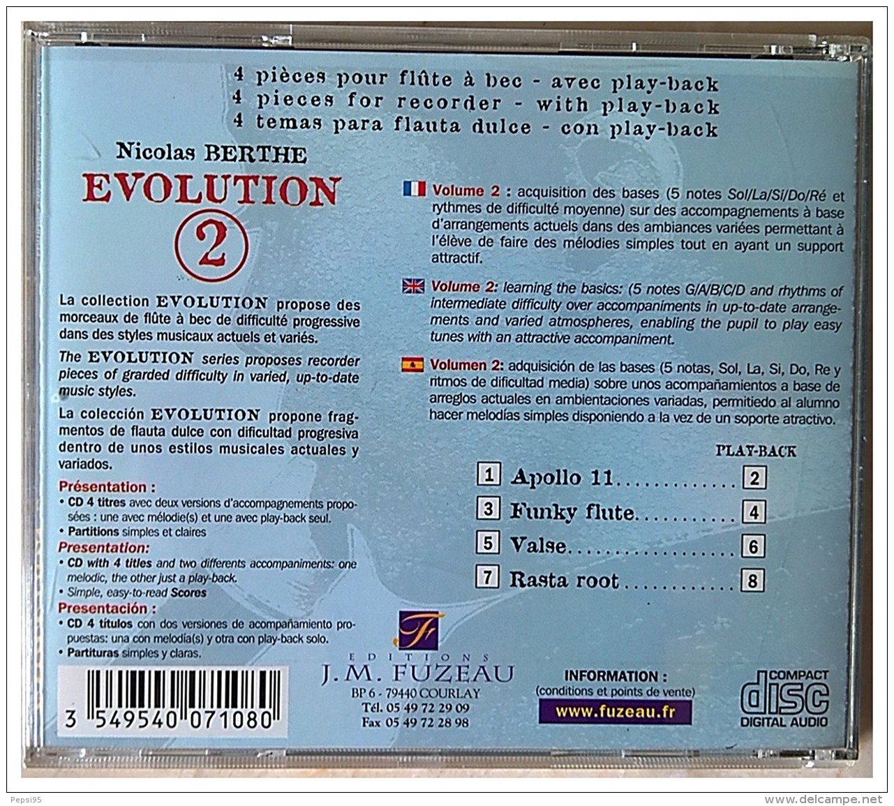 Evolution 2 - 4 Pièces Pour Flûte à Bec Avec 2 Versions D'accompagnement - Sonstige & Ohne Zuordnung