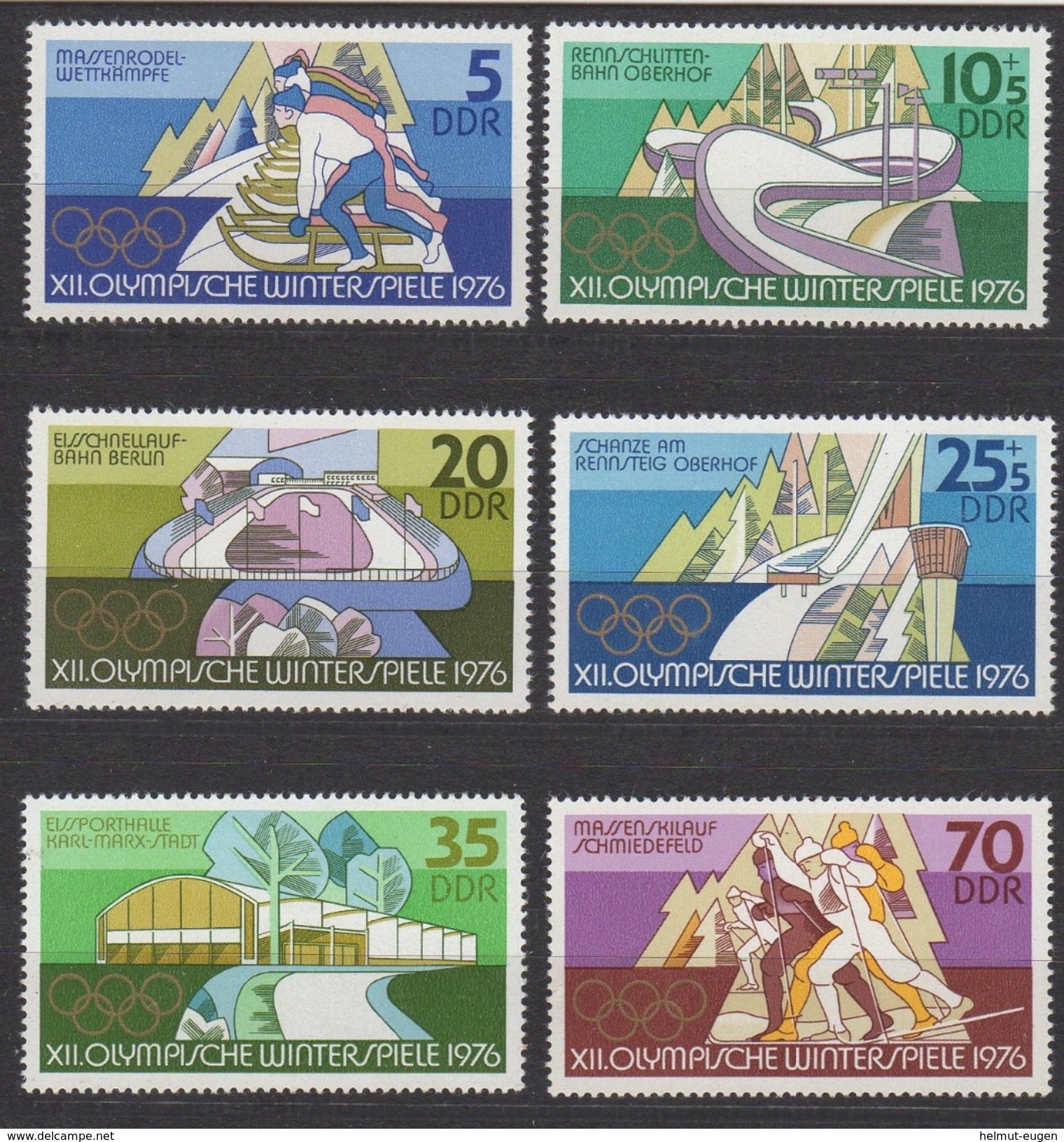 MiNr. 2099 - 2104 Deutschland Deutsche Demokratische Republik    1975, 2. Dez. Olympische Winterspiele 1976, Innsbruck. - Unused Stamps