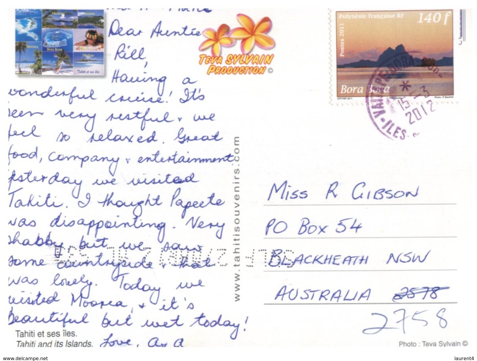 (842) Tahiti  - Bora Bora (with Bora Bora Stamp At Back Of Card) - Vanuatu