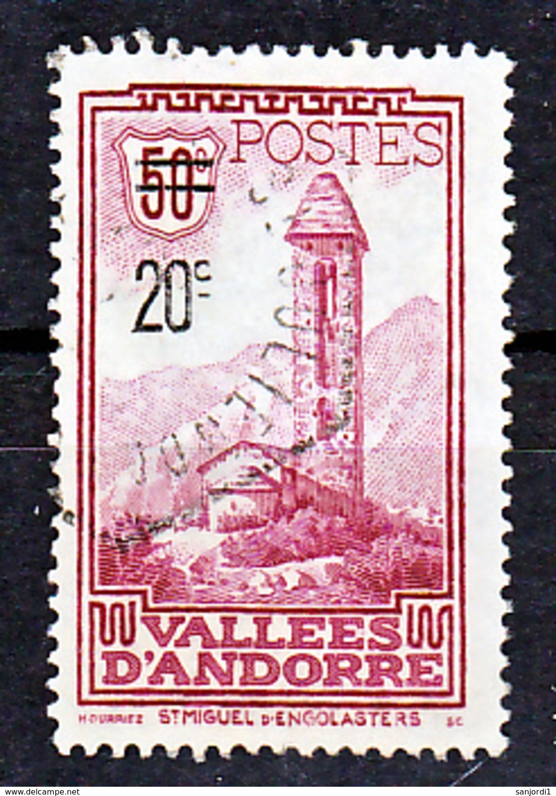 Andorre  46 Oblitéré église Used TB  Cachet Hexagonal Saint Julien De Loria - Oblitérés