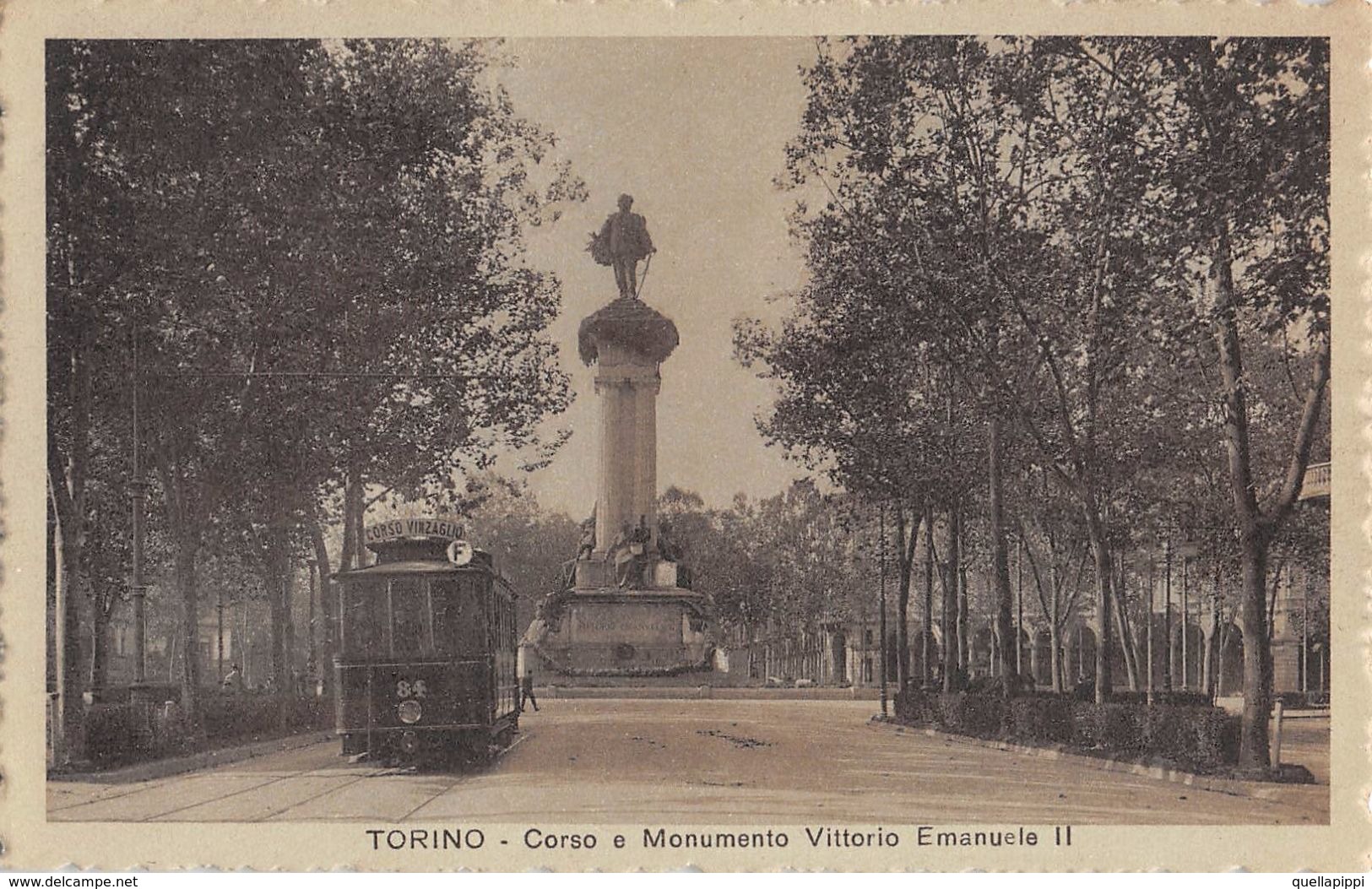 D6192 "TORINO- C.SO E MONUMENTO VITTORIO EMAN. II " TRAMWAY "F" C.SO VINZAGLIO. CART   SPED 1941 - Trasporti