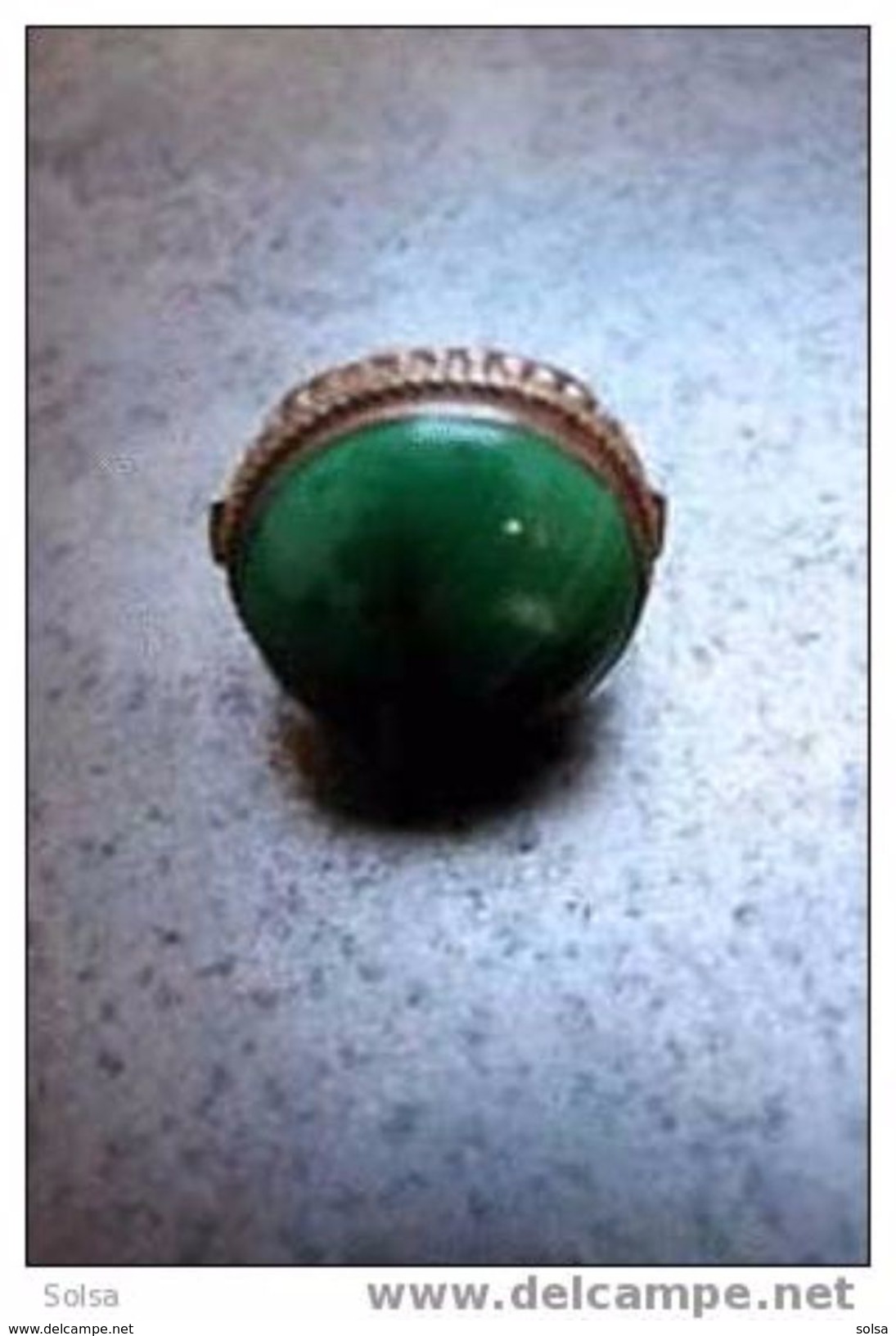 Grosse Bague Indienne Argent Malachite / Big Round Indian Ring Silver Malachite - Ethniques