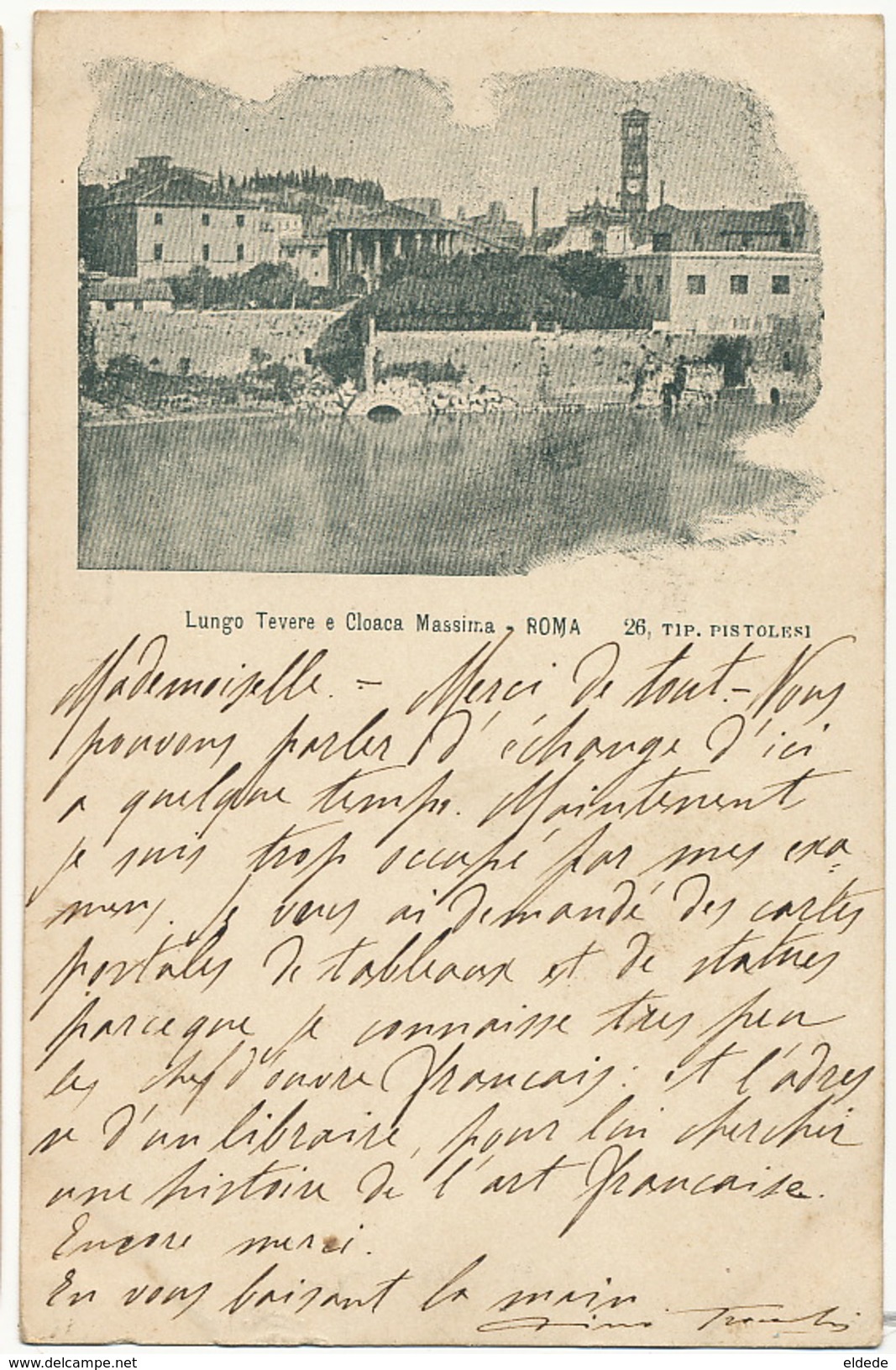 Pionniere Lungo Tevere E Cloaca Masima Roma  26, Tip. Pistolesi  Ferrovia 1901 - Autres & Non Classés