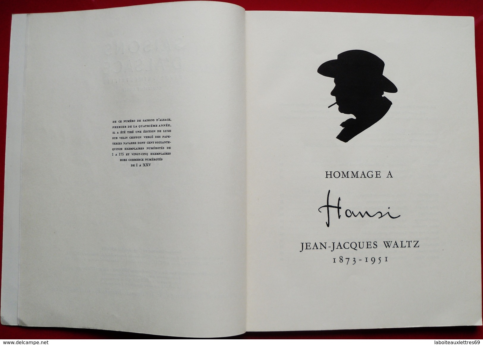 REVUE SAISONS D'ALSACE - HOMMAGE A HANSI 1873-1951 (J.J WALTZ) - N°1 -1952 HIVER - History