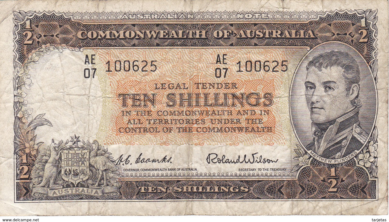 BILLETE DE AUSTRALIA DE 10 SHILLINGS AÑOS 1954-60     (BANKNOTE) - 1953-60