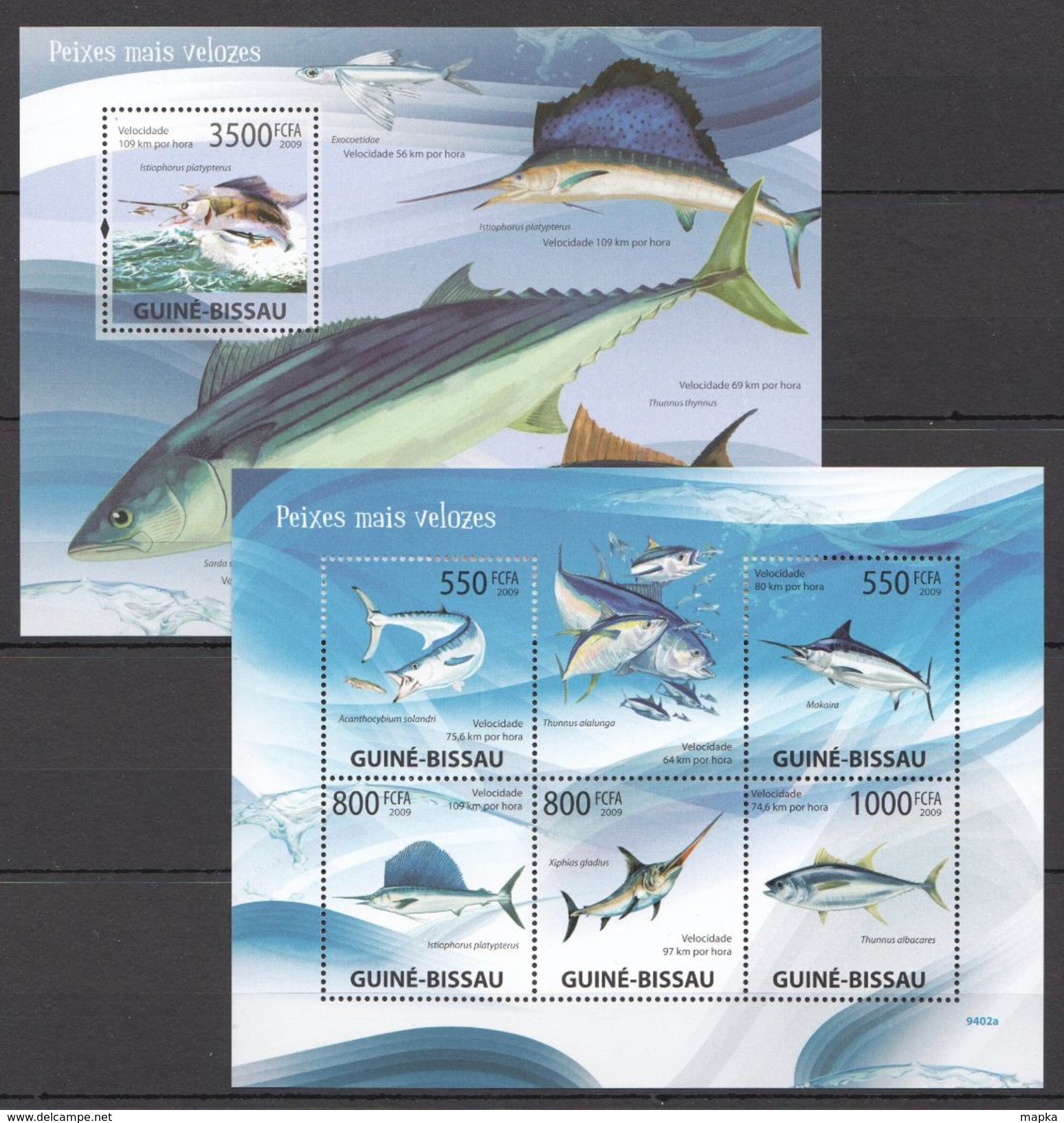 P407 2009 GUINE-BISSAU MARINE LIFE PEIXES MAIS VELOZES KB+BL MNH - Pesci