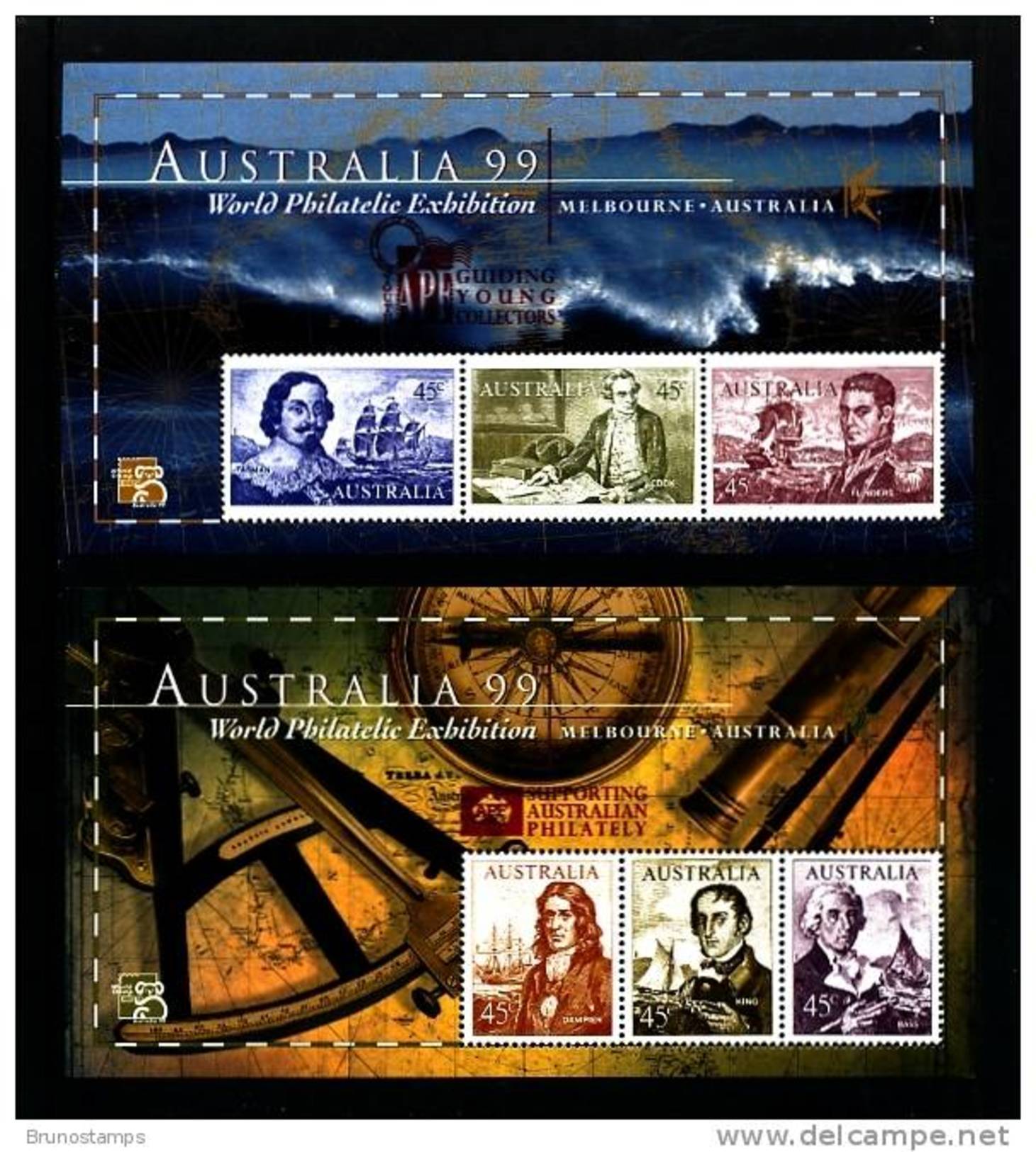 AUSTRALIA - 1999  NAVIGATORS TWO  MS  OVERPRINTED  APF  MINT NH - Blocchi & Foglietti