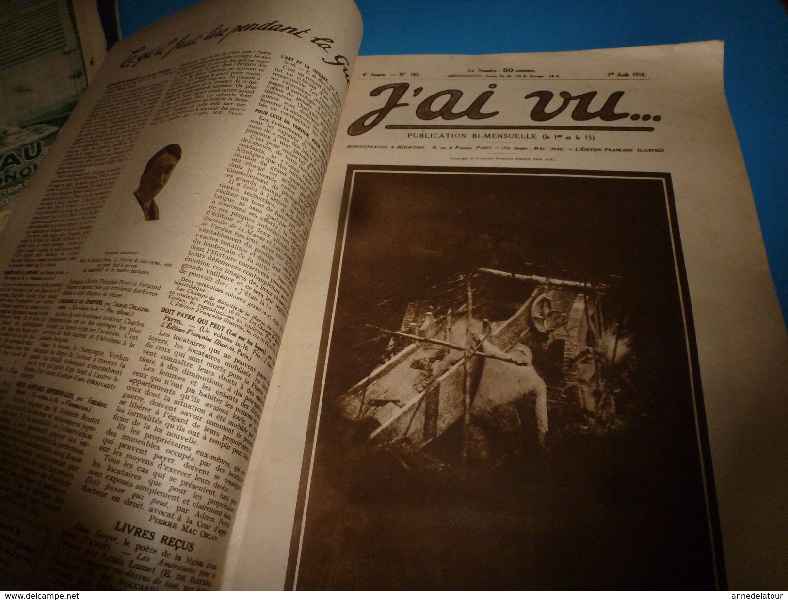 1918 J'AI VU:Les MARSOUINS;Collection-Bagues-Cigares;Allemands à Table;MOTO-MITRAILLEUSES British;Orphelins De Grand-Val - Francés