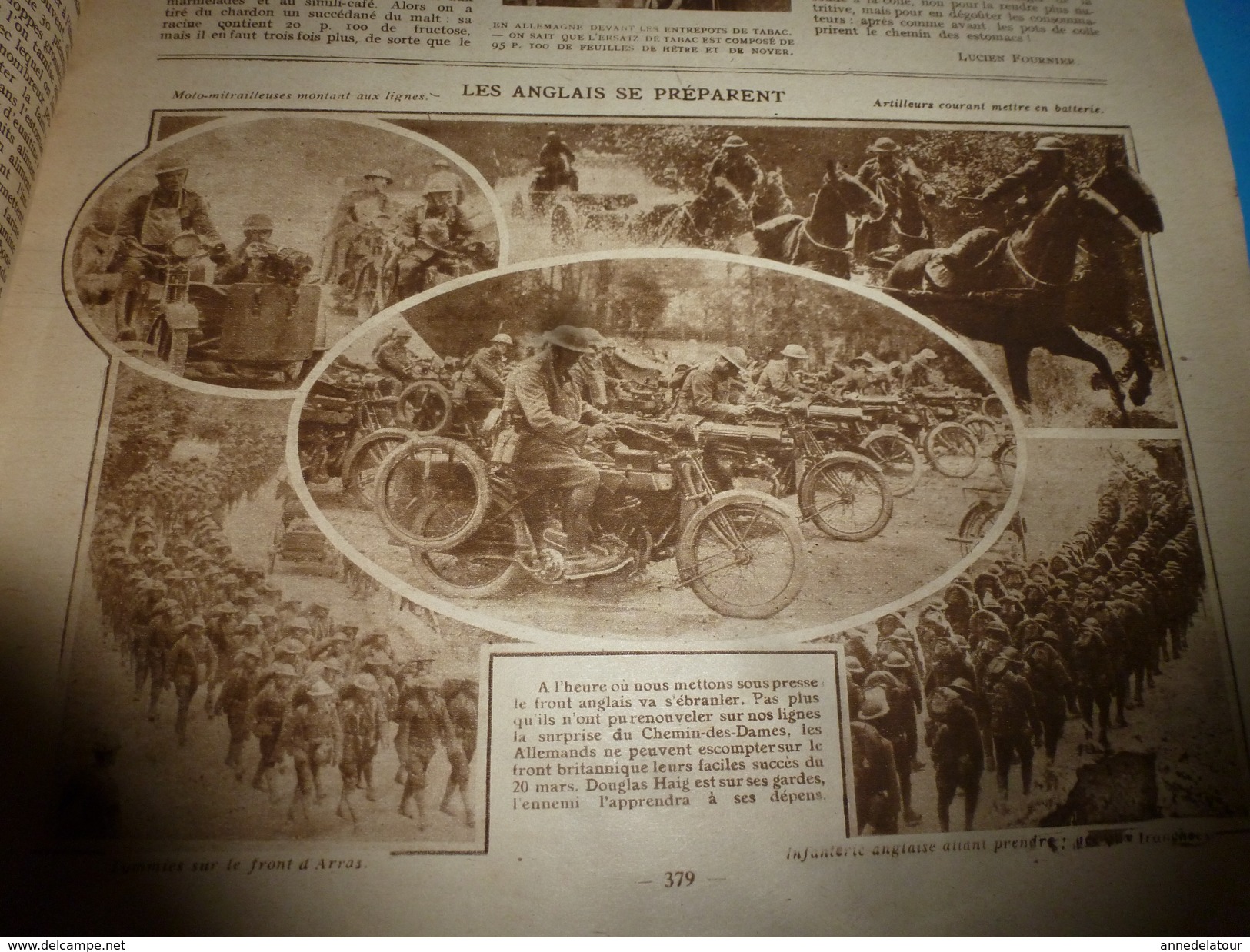 1918 J'AI VU:Les MARSOUINS;Collection-Bagues-Cigares;Allemands à table;MOTO-MITRAILLEUSES british;Orphelins de Grand-Val