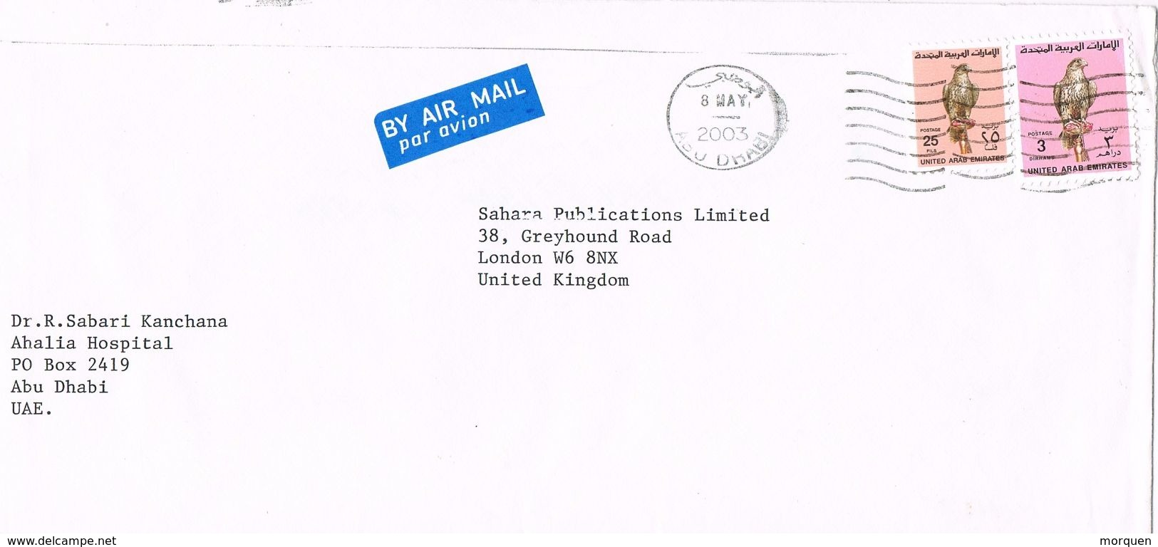 24903. Carta Aerea ABU DHABI 2003 To England - Abu Dhabi