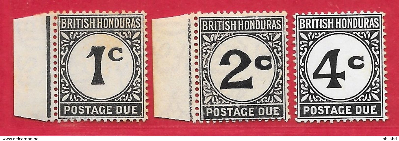 Honduras Britannique Taxe N°1 à/to 3 Noir 1923 ** - British Honduras (...-1970)