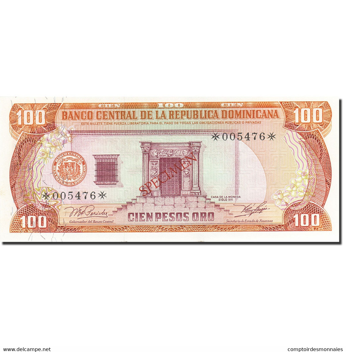 Billet, Dominican Republic, 100 Pesos Oro, 1977-1980, 1977, KM:122s1, NEUF - Dominicaine