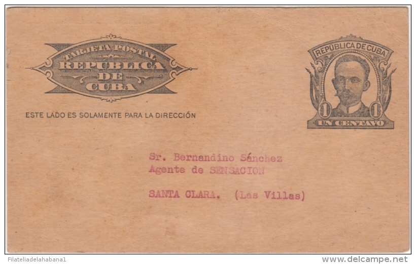 1904-EP-100 CUBA 1904 POSTAL STATIONERY JOSE MARTI. IMPRESO REVISTA LITERARIA SENSACION 1946. - Brieven En Documenten