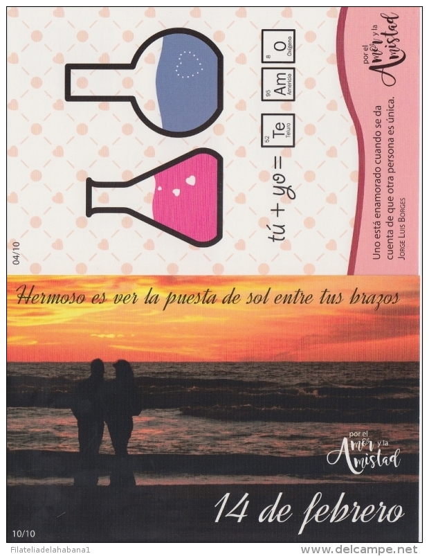 2017-EP-1 CUBA 2017 POSTAL STATIONERY. 14 FEBRERO SAN VALENTIN COMPLETE SET 10. LOVE DAY. - Covers & Documents