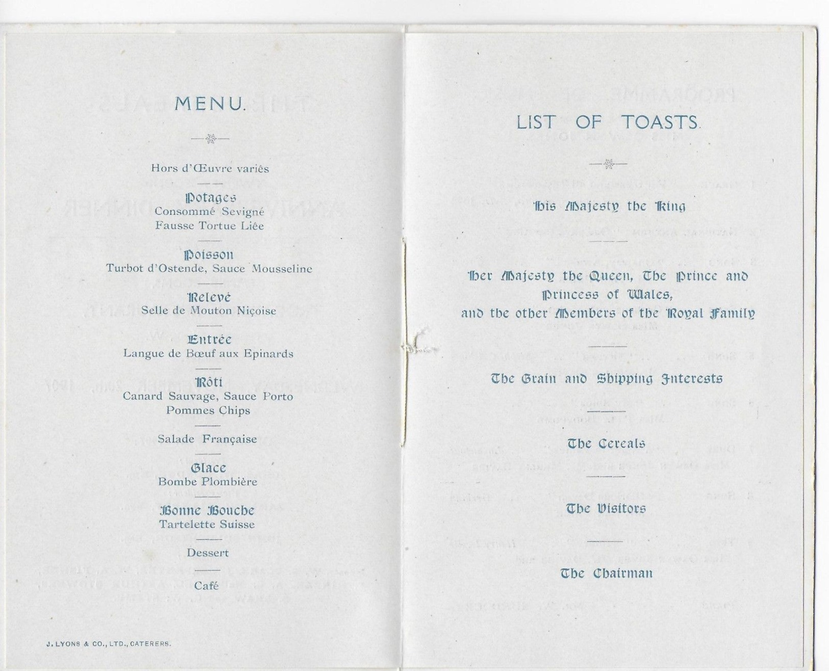 The Cereals, 22 Anniversary Dinner;  Menu, Trocadero Restaurant, Piccadilly. - Ohne Zuordnung