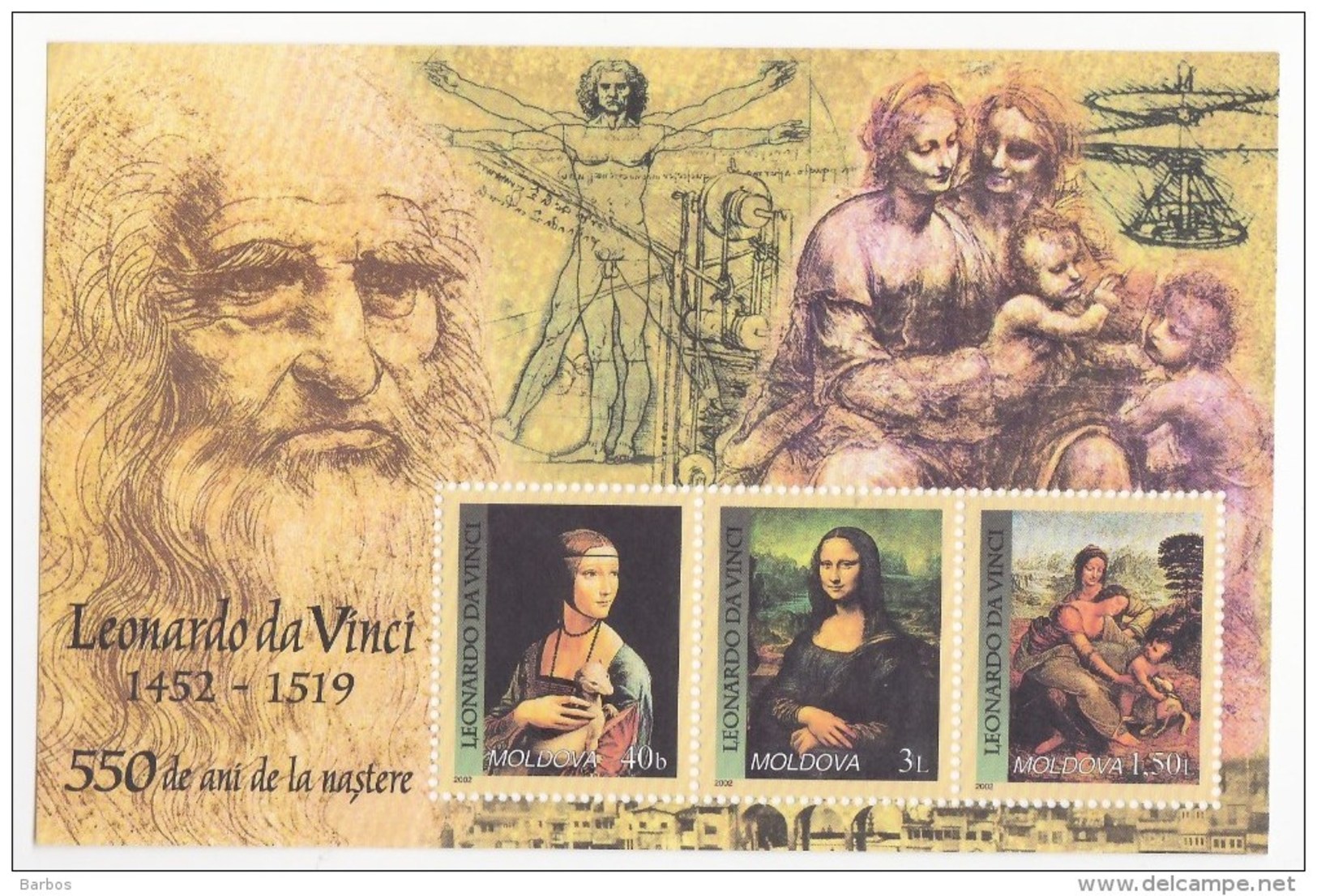 Moldova , Moldavia Moldawien  Moldau ,  2002 ,  Leonardo Da Vinci , MNH - Moldawien (Moldau)