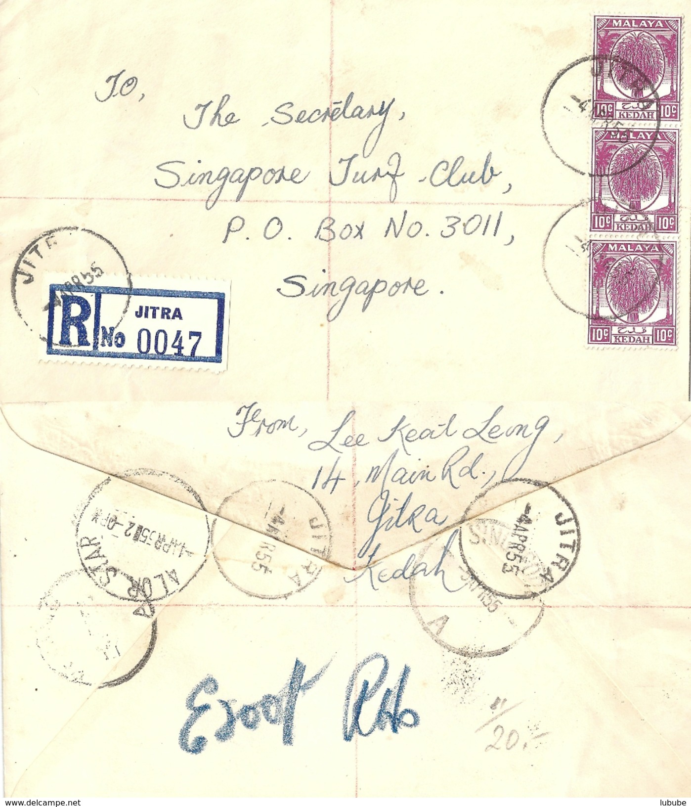 R Brief  Jitra - Singapore            1955 - Kedah