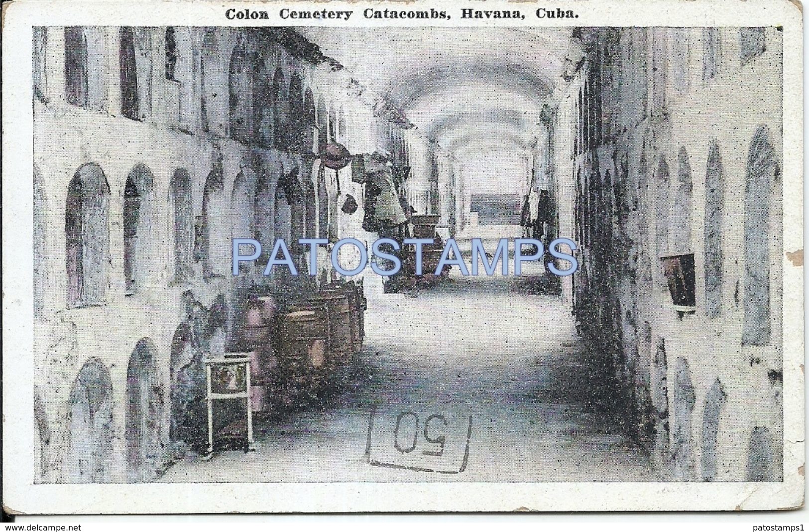 75124 CUBA HABANA COLON CEMETERY CATACOMBS CIRCULATED TO ARGENTINA POSTAL POSTCARD - Other & Unclassified