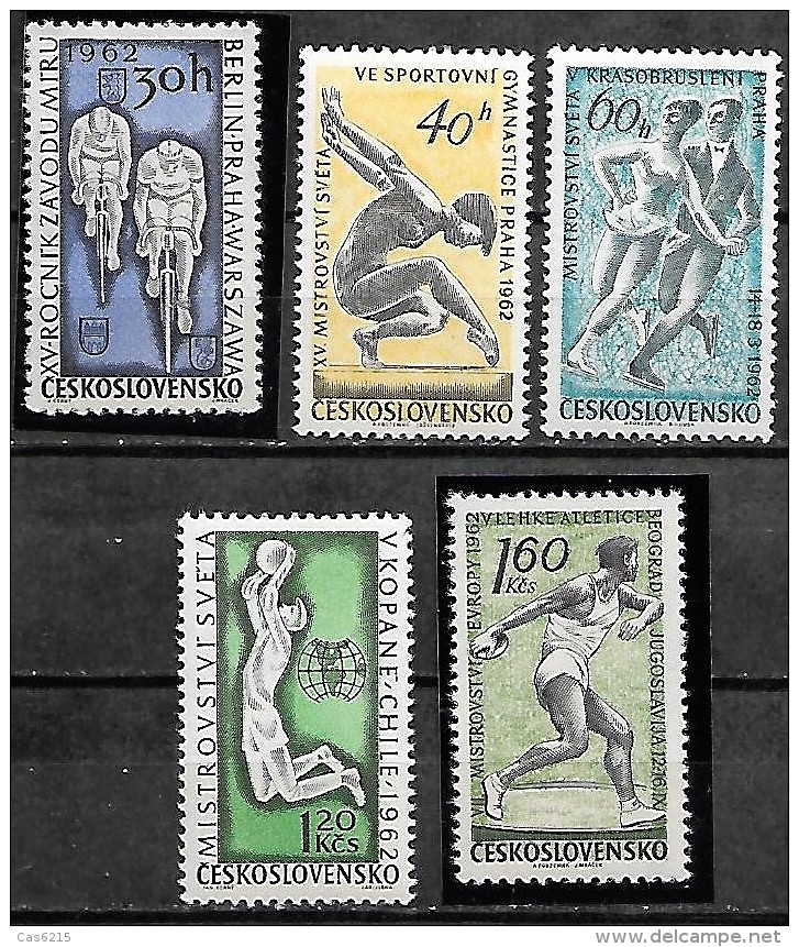 Tchécoslovaquie  Czechoslovakia  1962 Sports Cyclisme Gymnastique Patinage Football Athlétisme, 5 Val Mnh (inc Set) - Athletics